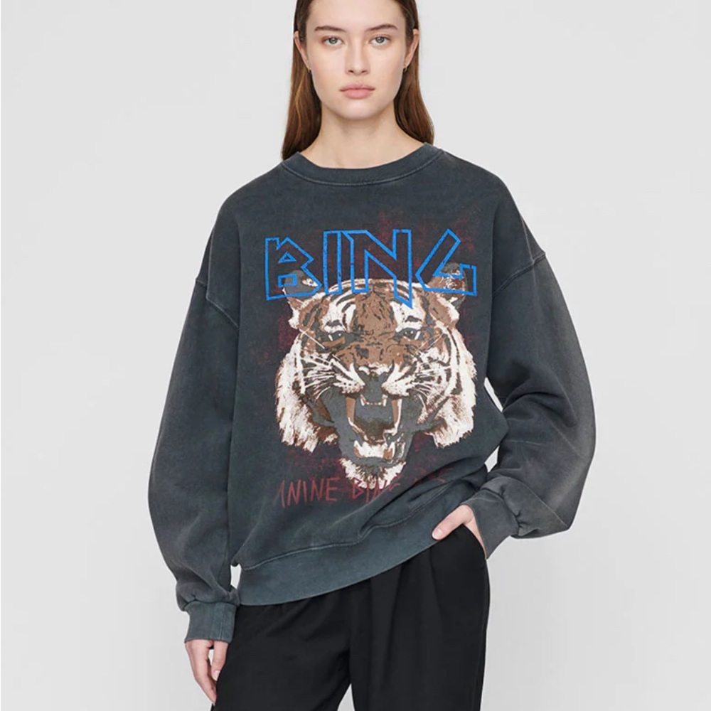 Anine Bing Black Graphic Sweatshirt